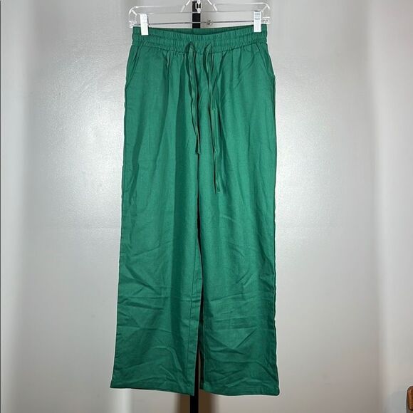 Green Drawstring Pants - Picture 1 of 8